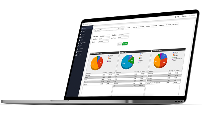 laptop showing TouchOffice Web software by ICRTouch